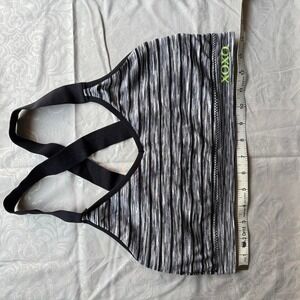 XOXO Sport Strappy Back Sports Bra‎ 2X | Gray Black Space Dye | Stretchy & Comfy